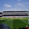 Omari Banks bowling to Michael Vaughan