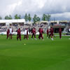 West Indies warming up