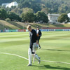 Scott Styris walking off after batting practice