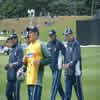 Australian team going through the pre match drills