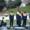 Chaminda Vaas, Farveez Maharoof (background), Nuwan Kulasekara, CJ Clark (Physio), Shantha Kalawitigoda & Rangana Herath