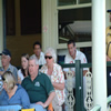 Sajid Mahmood and Ashley Giles on the balcony